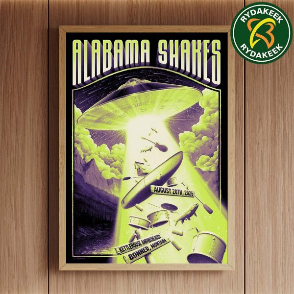 Alabama Shakes Exclusive Poster In Bonner, Montana At Kettlehouse Amphitheater On August 20 2025 Home Decor Poster Canvas