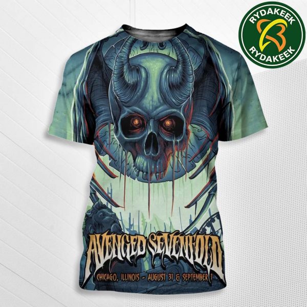 Avenged Sevenfold In Chicago, Illinois On August 31 And September 1 2025 All Over Print Shirt