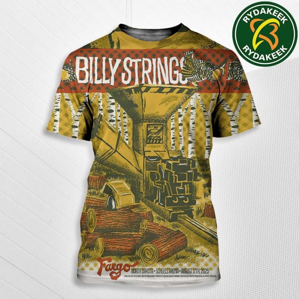 Billy Strings Summer Tour 2025 at Scheels Arena in Fargo, ND on August 12 Art By Travis Bone Unisex All Over Print T-Shirt