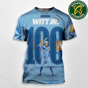 Bobby Witt Jr Kansas City Royals MLB Career HR No. 100 for No. 7 2025 All Over Print T-Shirt