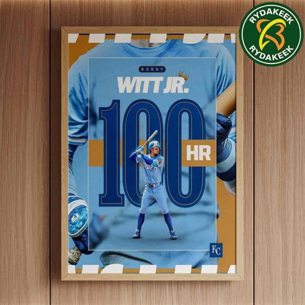 Bobby Witt Jr Kansas City Royals MLB Career HR No. 100 for No. 7 2025 Home Decor Poster Canvas