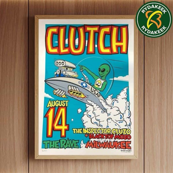 Clutch Milwaukee Wisconsin 2025 Gig Poster At The Rave On August 14 2025 The Alien Art Classic Home Decor Poster Canvas