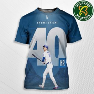Congratulations to Shohei Ohtani Los Angeles Dodgers MLB for 40 times HR for the third season in a row All Over Print T-Shirt
