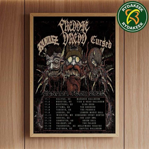Freddie Dredd Canada Tour 2025 Official Merchandise List Dates in November Home Decor Poster Canvas