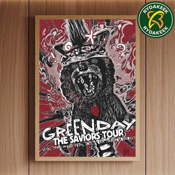 Green Day The Saviors Tour In Lima, Peru On August 27 2025 At Estadio San Marcos Stadium Home Decor Poster Canvas