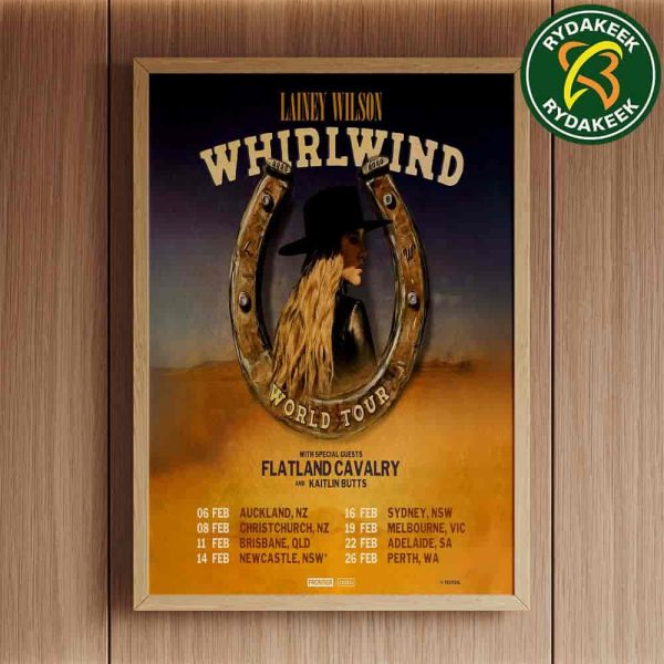 Lainey Wilson Whirlwind WorldTour 2025 With Flatland Cavalry And Kaitlin Butts Schedule List Dates Home Decor Poster Canvas