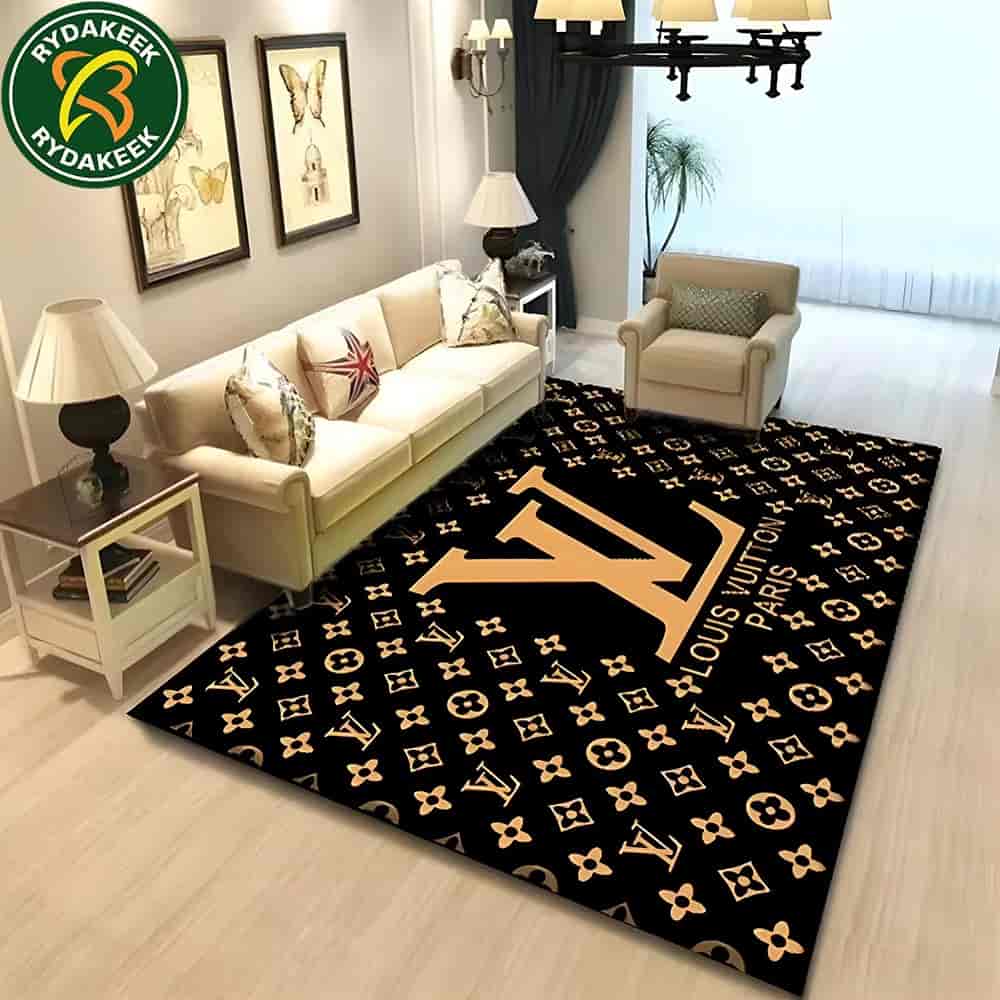 Louis Vuitton Black And Gold Luxury Rug Carpet Elegant Designer Home Decor Louis Vuitton Black And Gold Luxury Rug Carpet Elegant Designer Home Decor