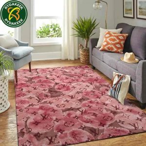 Louis Vuitton Blossom Pink Monogram Luxury Rug Carpet Elegant Designer Home Decor