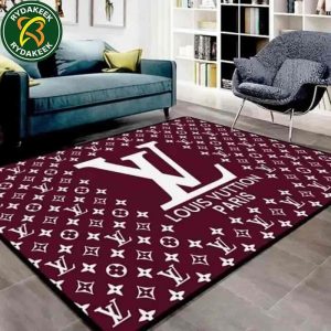 Louis Vuitton Bordeaux Large Logo Luxury Rug Carpet Elegant Designer Home Decor
