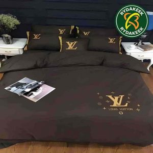 Louis Vuitton Luxury Basic Golden Logo Queen Bedding Set For Elegant Bedroom Decor