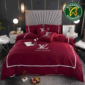 Louis Vuitton Luxury Basic Logo Rose Queen Bedding Set For Elegant Bedroom Decor