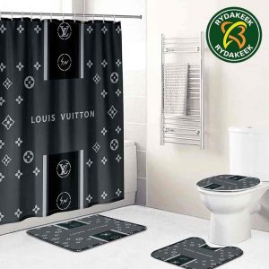 Louis Vuitton Luxury Beautiful Gray Bathroom Set With Shower Curtain