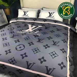 Louis Vuitton Luxury Big logo Monogram gray Queen Bedding Set For Elegant Bedroom Decor