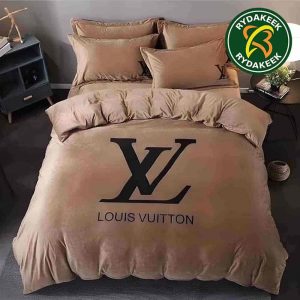 Louis Vuitton Luxury Big logo brown Queen Bedding Set For Elegant Bedroom Decor