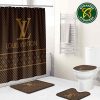 Louis Vuitton Luxury Brown And Gold  Bathroom Set With Shower Curtain