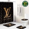 Louis Vuitton Luxury Dark Beige Black Bathroom Set With Shower Curtain
