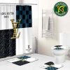 Louis Vuitton Luxury Golden Logo Monogram  Background Black Dark Bathroom Set With Shower Curtain