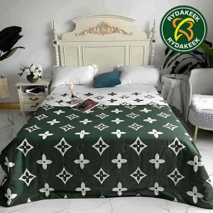 Louis Vuitton Luxury Monogram within white green Queen Bedding Set For Elegant Bedroom Decor