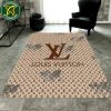 Louis Vuitton Luxury Rug Carpet Elegant Designer Home Decor -Chocolate Brown & Gold