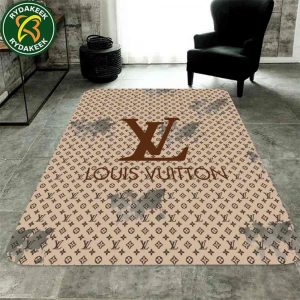 Louis Vuitton Luxury Rug Carpet Elegant Designer Home Decor Beige Brown and Ash Gray