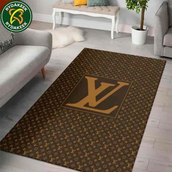 Louis Vuitton Luxury Rug Carpet Elegant Designer Home Decor – Brown Boxed Logo Monogram