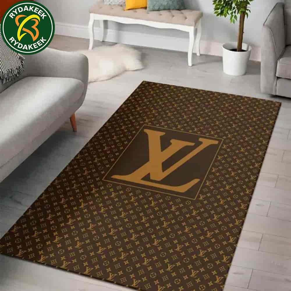 Louis Vuitton Luxury Rug Carpet Elegant Designer Home Decor - Brown Boxed Logo Monogram Louis Vuitton Luxury Rug Carpet Elegant Designer Home Decor - Brown Boxed Logo Monogram