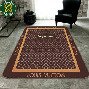 Louis Vuitton Luxury Rug Carpet Elegant Designer Home Decor -Chocolate Brown & Gold