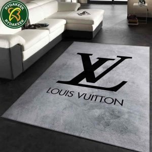Louis Vuitton Luxury Rug Carpet Elegant Designer Home Decor – Concrete Gray & Black