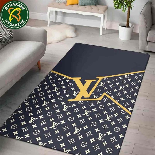 Louis Vuitton Luxury Rug Carpet Elegant Designer Home Decor – Navy Gold Prestige