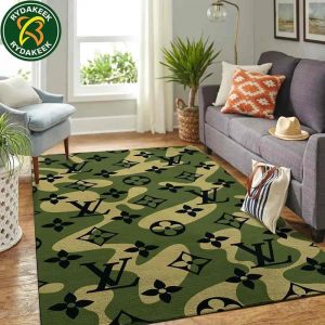 Louis Vuitton Luxury Rug Carpet Elegant Designer Home Decor – Olive Green & Beige
