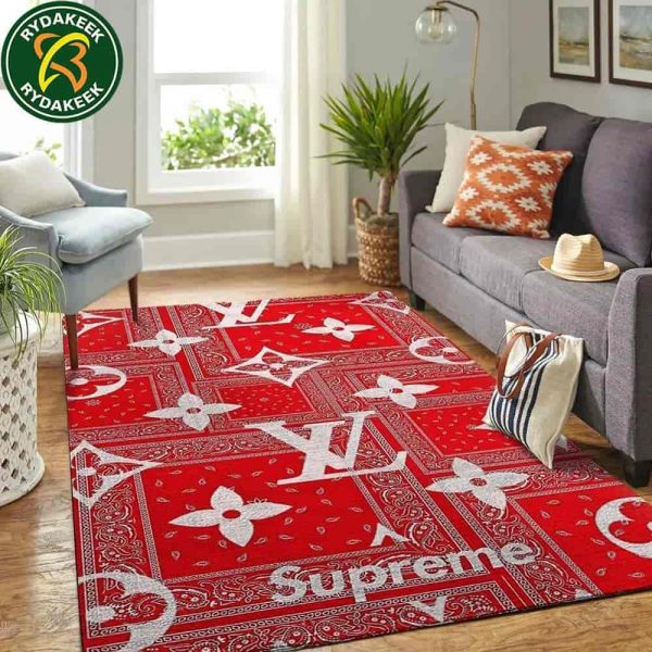 Louis Vuitton Luxury Rug Carpet Elegant Designer Home Decor – Red Supreme Bandana