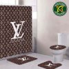 Louis Vuitton Luxury Supreme Logo Monogram With Red Background Bathroom Set With Shower Curtain