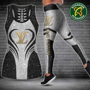 Louis Vuitton Luxury black Tank Top And Leggings Set Luxury Gym Outfit For Women