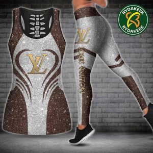 Louis Vuitton Luxury brown Tank Top And Leggings Set Luxury Gym Outfit For Women