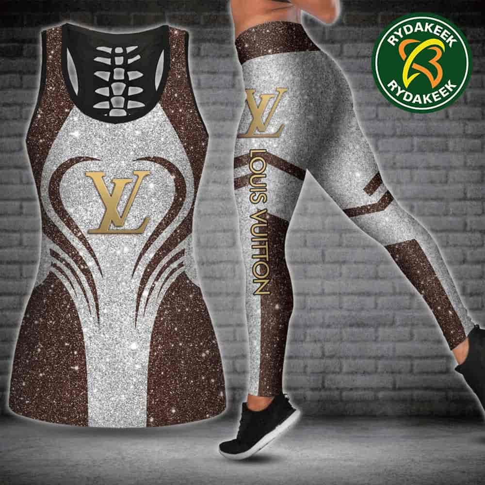 Louis Vuitton Luxury brown Tank Top And Leggings Set Luxury Gym Outfit For Women Louis Vuitton Luxury brown Tank Top And Leggings Set Luxury Gym Outfit For Women