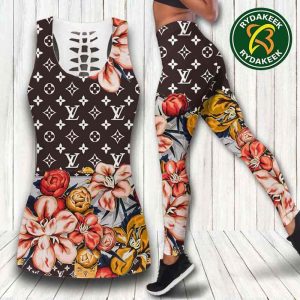 Louis Vuitton Luxury monogram flower Tank Top And Leggings Set Luxury Gym Outfit For Women