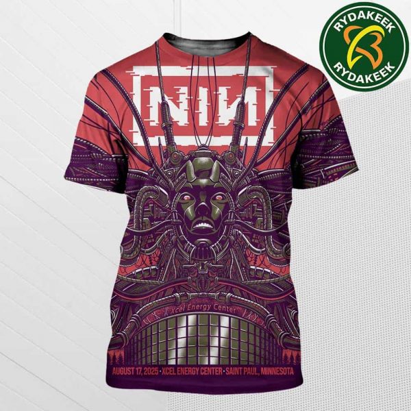 Nine Inch Nails Peel It Back Tour In Saint Paul 2025 At Xcel Energy Center, Minnesota On August 17 Event Merch All Over Print T-Shirt