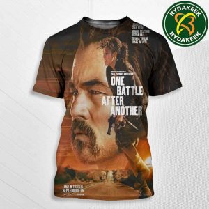 Official Poster ONE BATTLE AFTER ANOTHER 2025 By Paul Thomas Anderson In Theaters IMAX On September 26 Leonardo DiCaprioAll Over Print T-Shirt