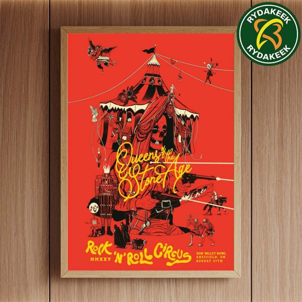 Queens Of The Stone Age Rock N Roll Circus MMXXV In Sheffield, UK At Don Valley Bowl Exclusive Poster On August 27 2025 Home Decor Poster Canvas
