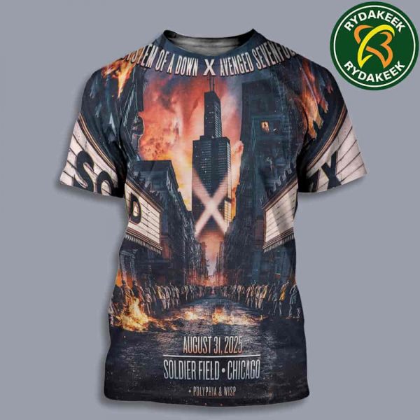 System Of A Down And Avenged Sevenfold In Chicago At Soldier Field On August 31 2025 All Over Print T-Shirt