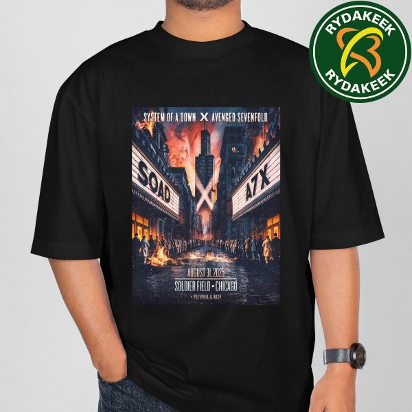 System Of A Down And Avenged Sevenfold In Chicago At Soldier Field On August 31 2025 T-Shirt