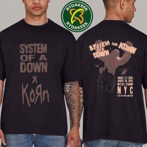 System Of A Down And Korn In New York City At MetLife Stadium United States On August 27-28 2025 Brown Two Sided Unisex T-Shirt