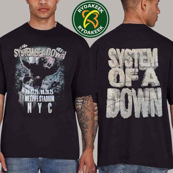 System Of A Down And Korn In New York City At MetLife Stadium United States On August 27-28 2025 Orange Two Sided T-Shirt
