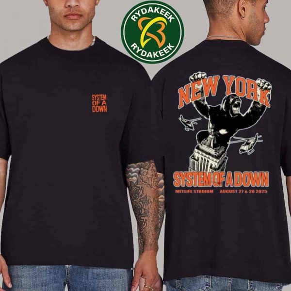 System Of A Down And Korn In New York City At MetLife Stadium United States On August 27-28 2025 Orange Two Sided Unisex T-Shirt