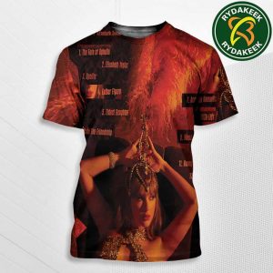 Taylor Swift The Life of a Showgirl in 2025 Album wirh A Showgirl Headdress on October 3 2025 All Over Print T-Shirt