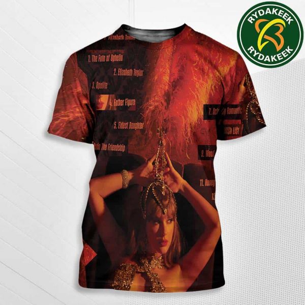 Taylor Swift The Life of a Showgirl in 2025 Album wirh A Showgirl Headdress on October 3 2025 All Over Print T-Shirt
