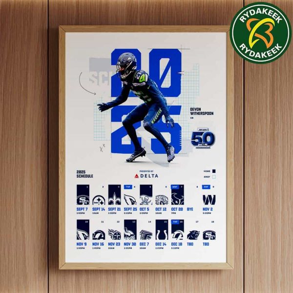 The 50th NFL schedule of Seattle Seahawks 2025 Home Decor Poster Canvas
