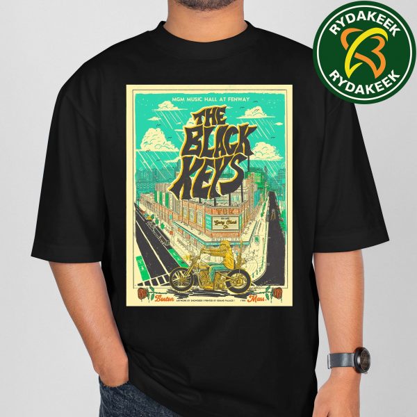 The Black Keys No Rain No Flowers tour Exclusive Poster with Gary Clark Jr In Boston at MGM Music Hall ở Fenway on August 16 2025 Showdeer Art Unisex T-Shirt