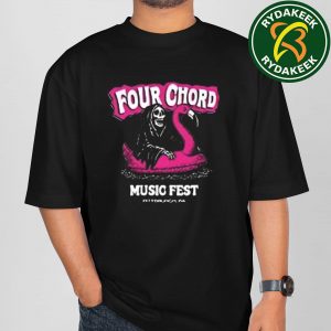 The Four Chord Music Festival 2025 Official Merchandise with Flamingo and Grim reaper Logo T-Shirt