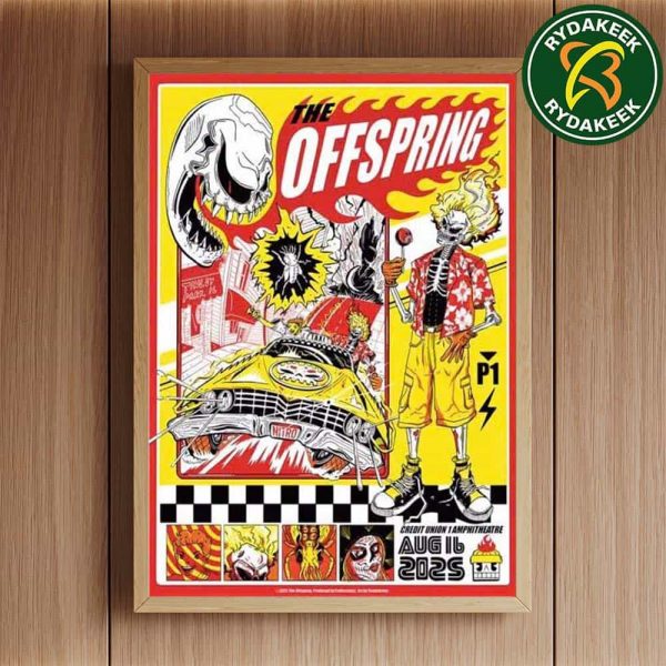 The Offspring SUPERCHARGED Worldwide Tinley Park IL 2025 Concert Poster At Credit Union 1 Amphitheatre On Aug 16 2025 Home Decor Poster Canvas